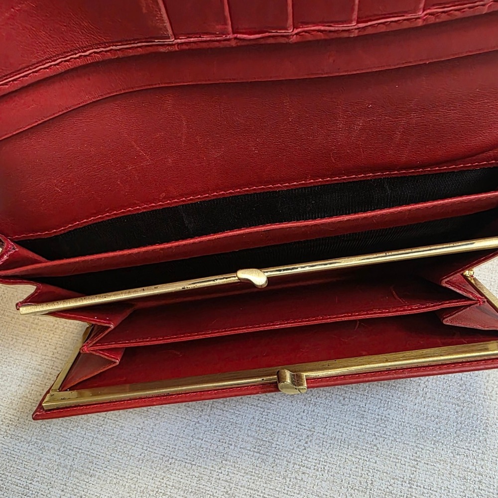 Rare Vintage Coach Gramercy Envelope Clutch Wallet 7098 Red Leather Italy 1998 - Picture 6 of 13